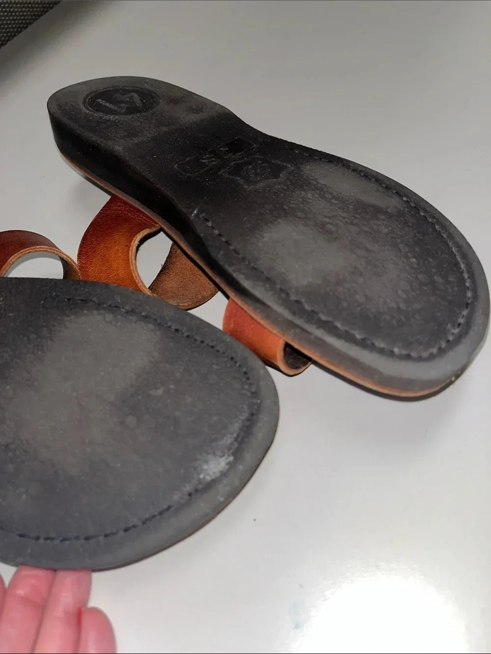 Jerusalem Sandals Men's Tan Leather Double-Strap Slide Sandals 41